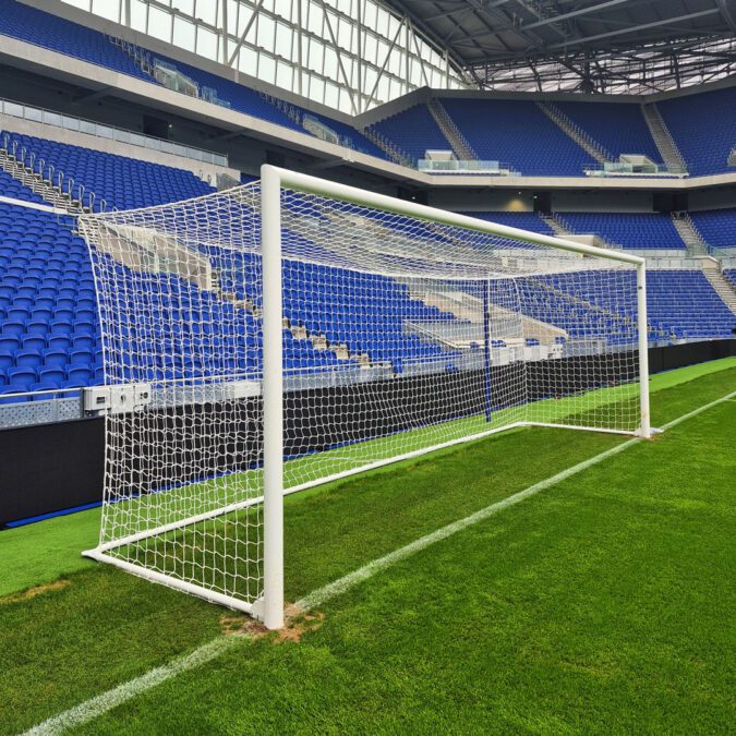 The goal assembled at the new Everton stadium