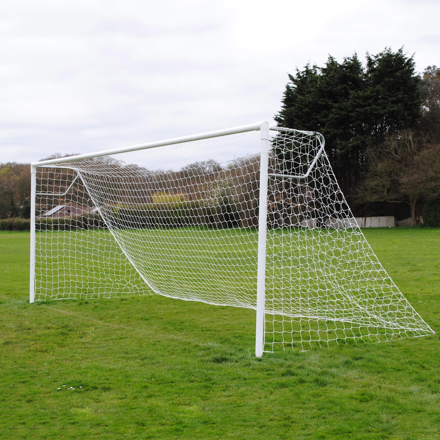 Senior Extra Heavy Duty 24x8 Football Goal Package: 11-A-Side Socketed Steel