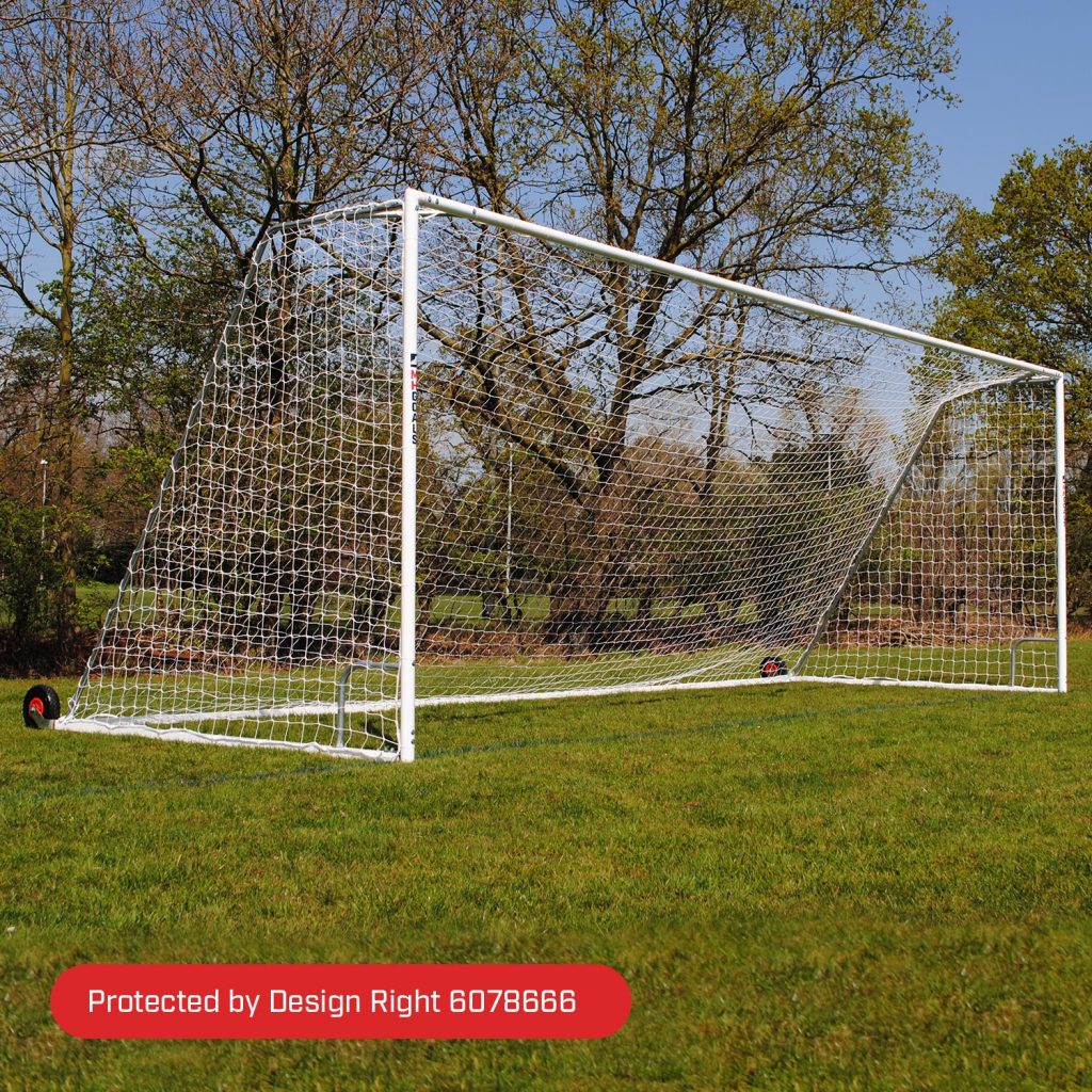 Senior Heavy Duty Wheeled 24x8 Football Goal Package: 11-A-Side Freestanding Steel